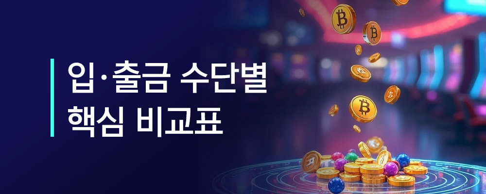 온라인 카지노 입·출금 수단별 핵심 비교표